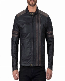 Men Black Riding Leather Jacket - image 1