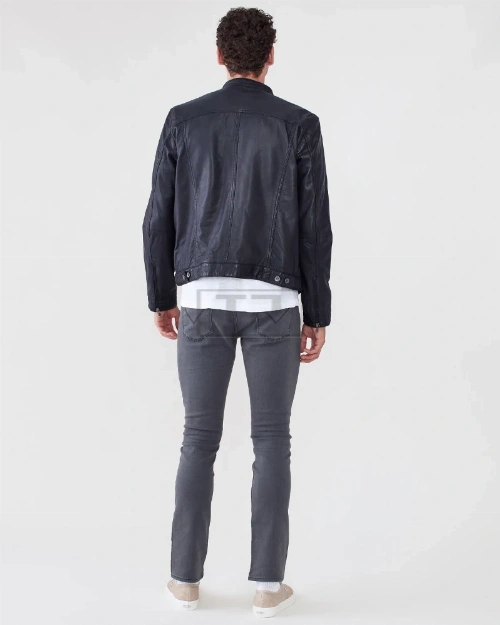 Men Classic Black Leather Jacket - image 2