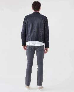 Men Classic Black Leather Jacket - image 2