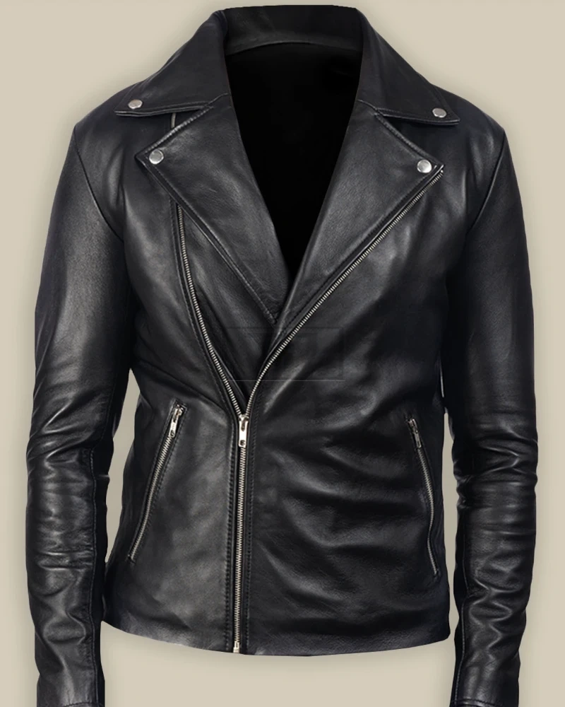 Men Simple Black Leather Jacket - image 1