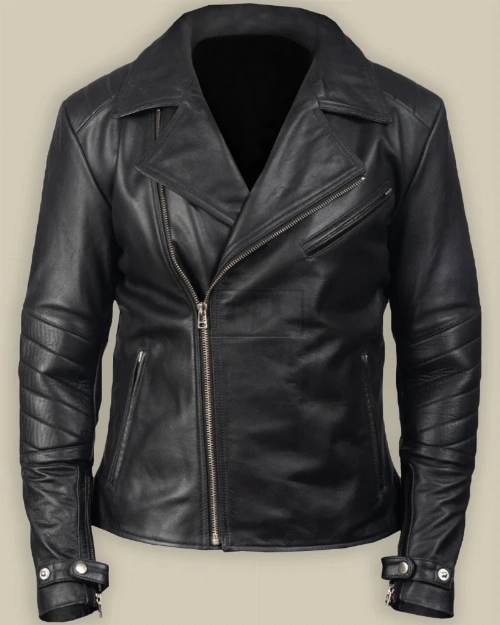 Men Pitch Black Leather Jacket - image 1