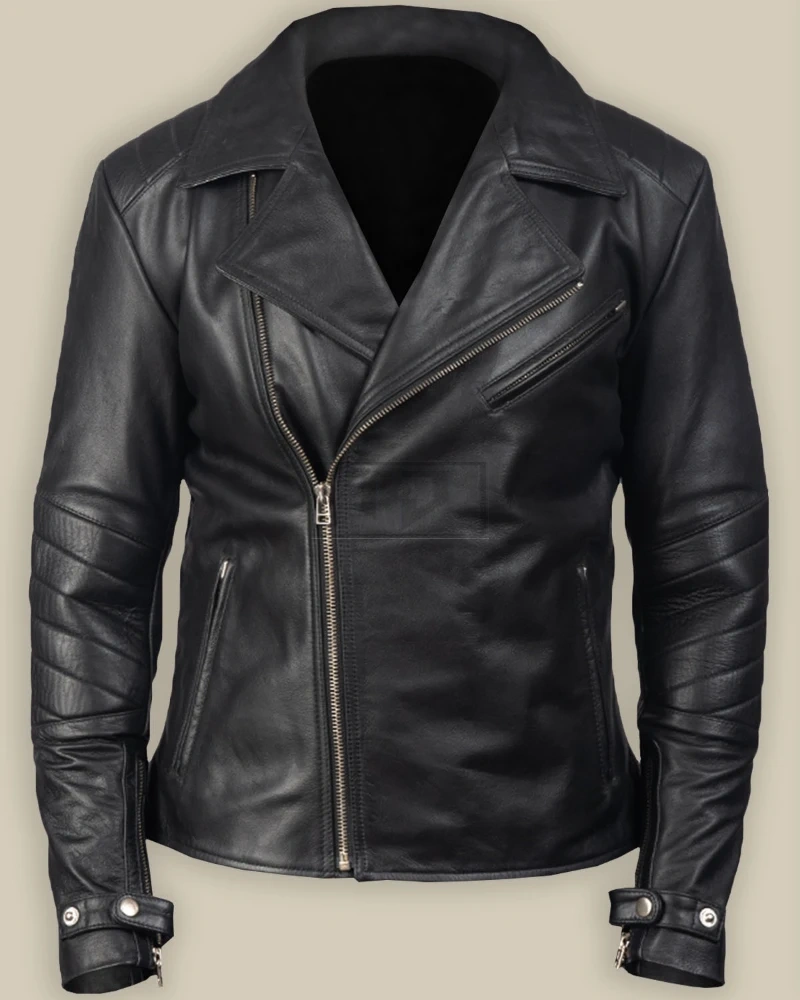 Men Pitch Black Leather Jacket - image 1