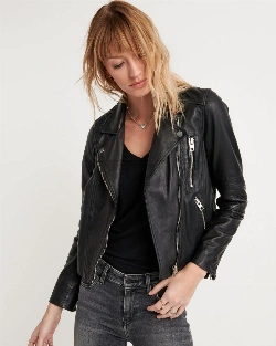 Women Core Black Leather Jacket - image 1