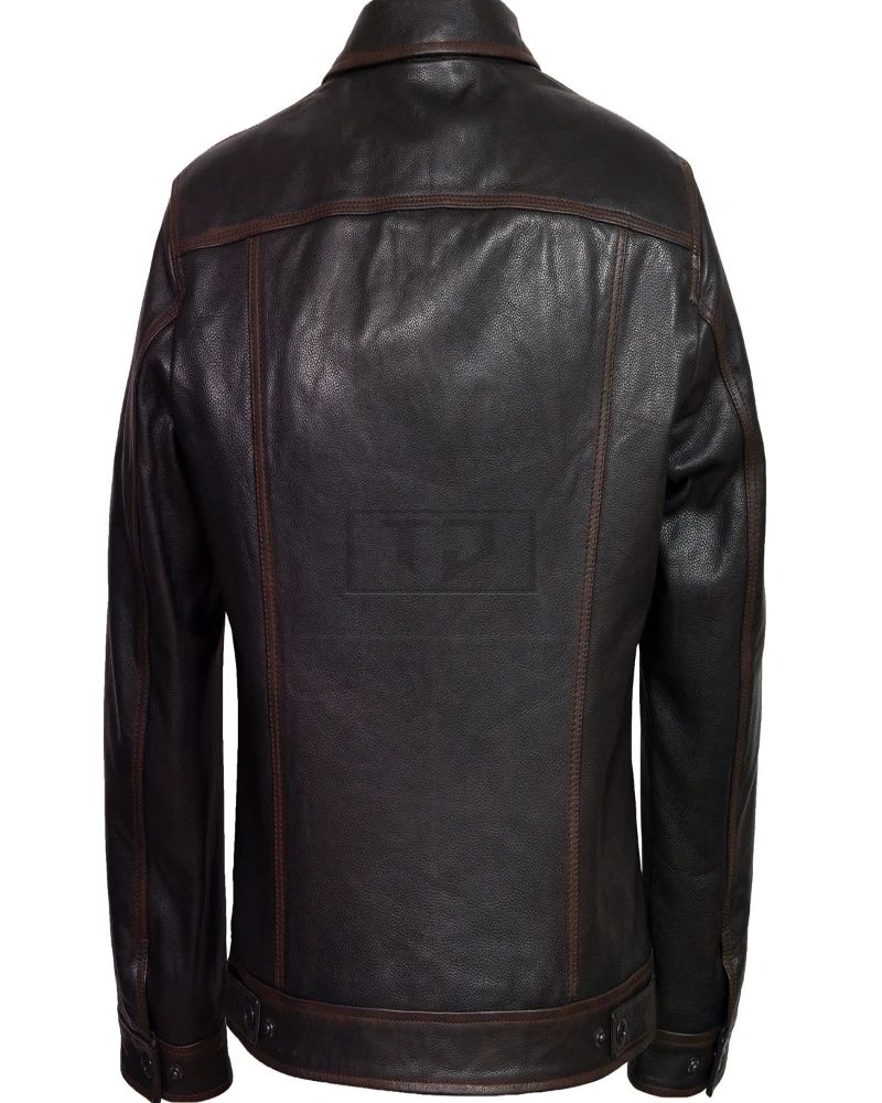 Men Antique Black Leather Jacket - image 2