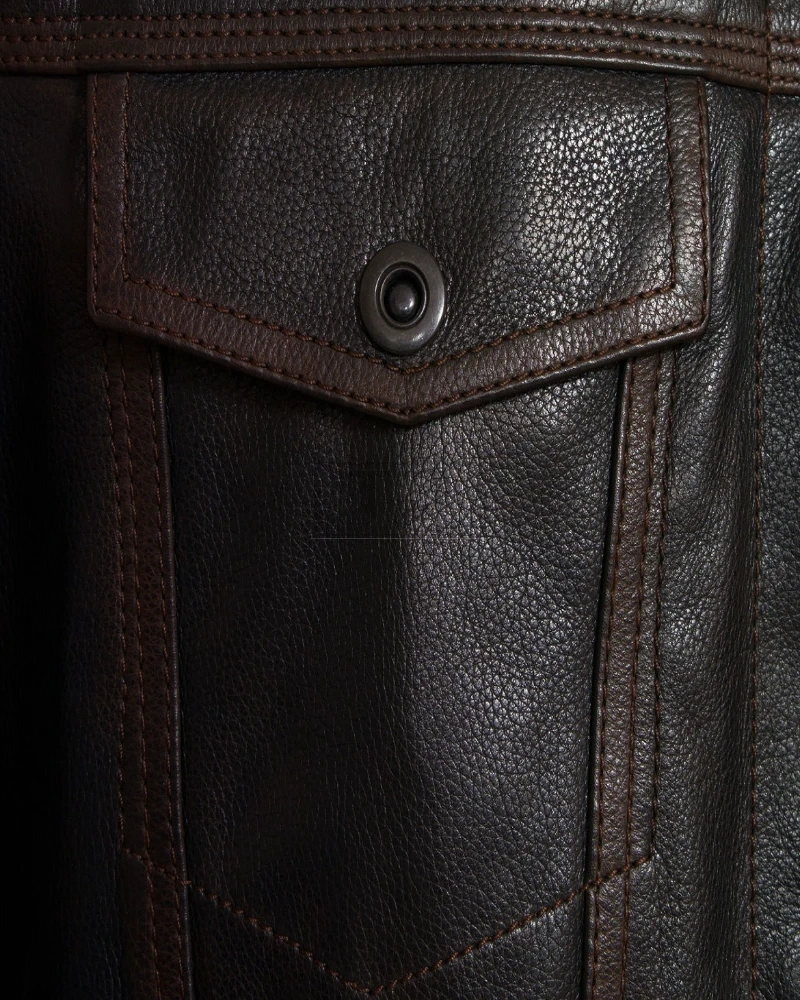 Men Antique Black Leather Jacket - image 3
