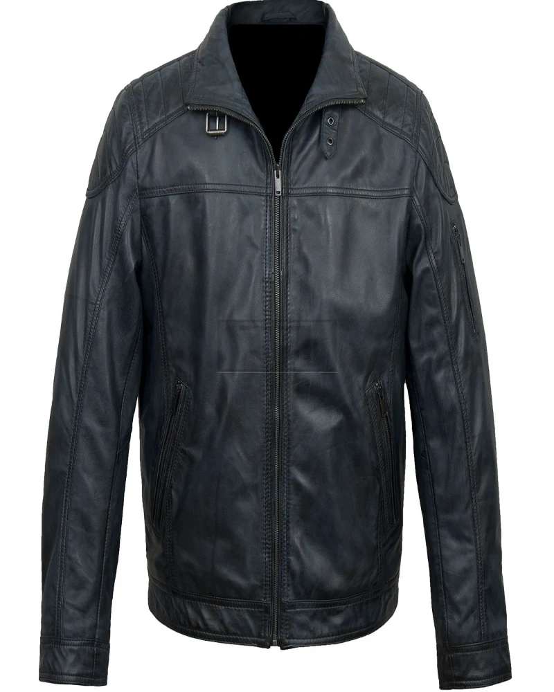 Men Royal Blue Leather Jacket - image 1