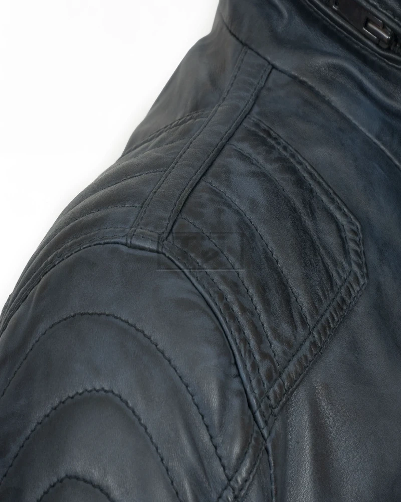 Men Royal Blue Leather Jacket - image 3
