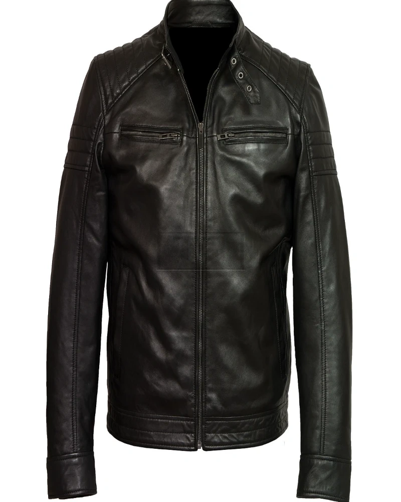 Men Black Pure Leather Jacket - image 1