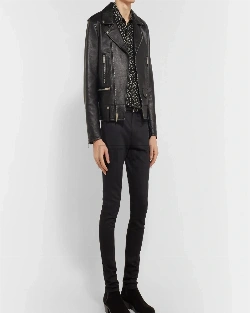 Men Black Textured Leather Jacket - image 1