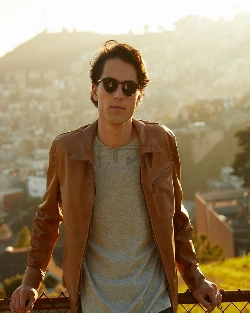 Men Light Brown Leather Jacket - image 1