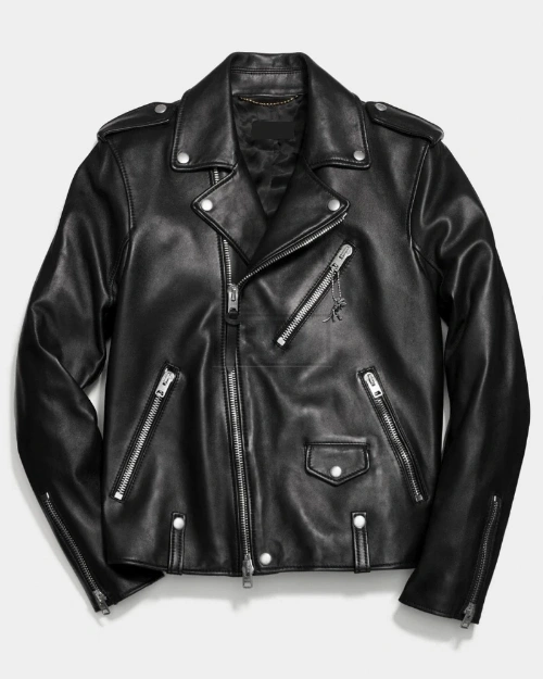 Men Black Motorcycle Jacket - image 3