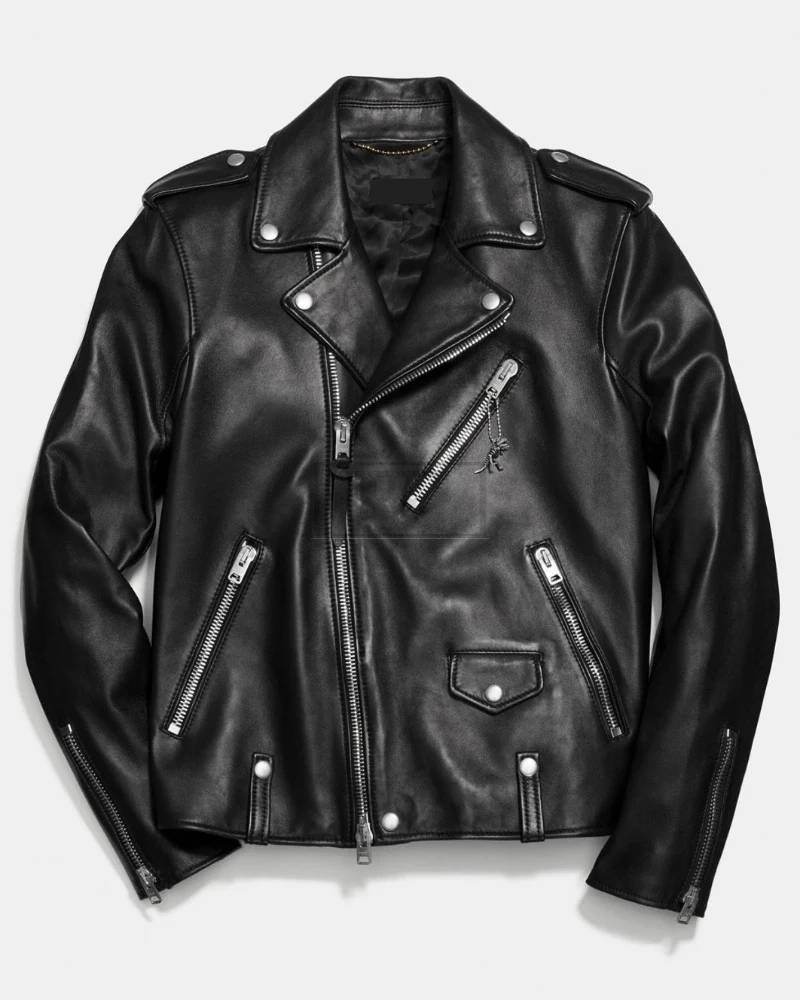 Men Black Motorcycle Jacket - image 3