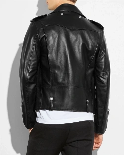 Men Black Motorcycle Jacket - image 2