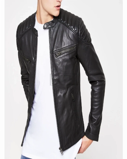 Men Black Superdry Leather Jacket - image 1