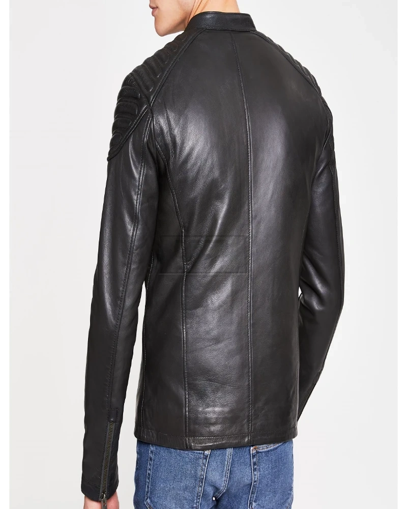 Men Black Superdry Leather Jacket - image 2