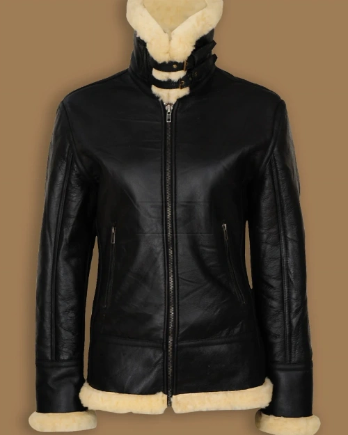 Women's Black Shearling B3 Jacket - image 1