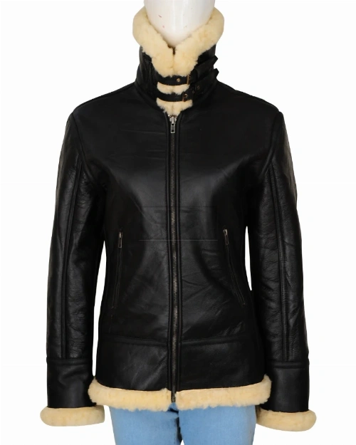 Women's Black Shearling B3 Jacket - image 6