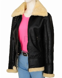 Women's Black Shearling B3 Jacket - image 5