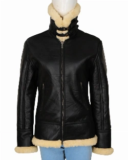 Women's Black Shearling B3 Jacket - image 6