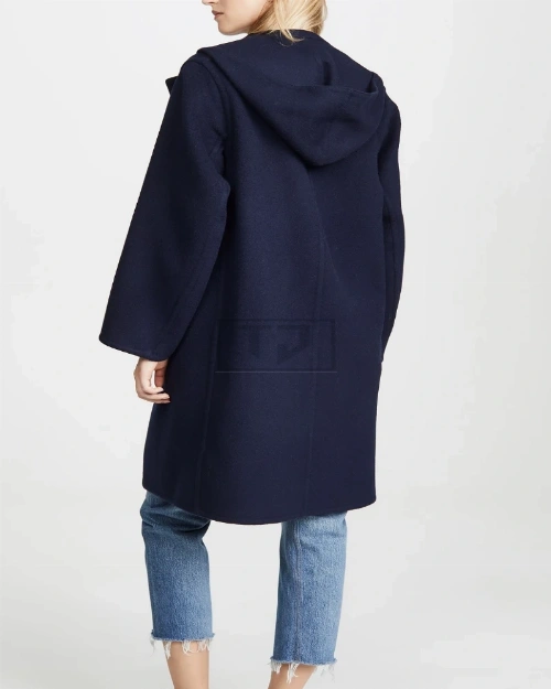 Women Space Blue Wool Trench - image 2