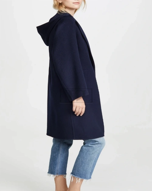 Women Space Blue Wool Trench - image 4