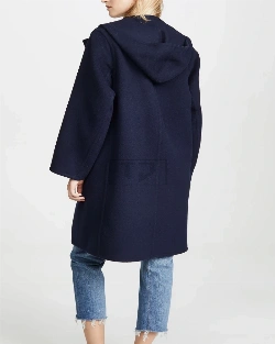 Women Space Blue Wool Trench - image 2