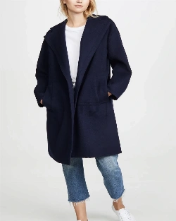 Women Space Blue Wool Trench - image 3