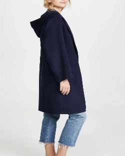 Women Space Blue Wool Trench - image 4
