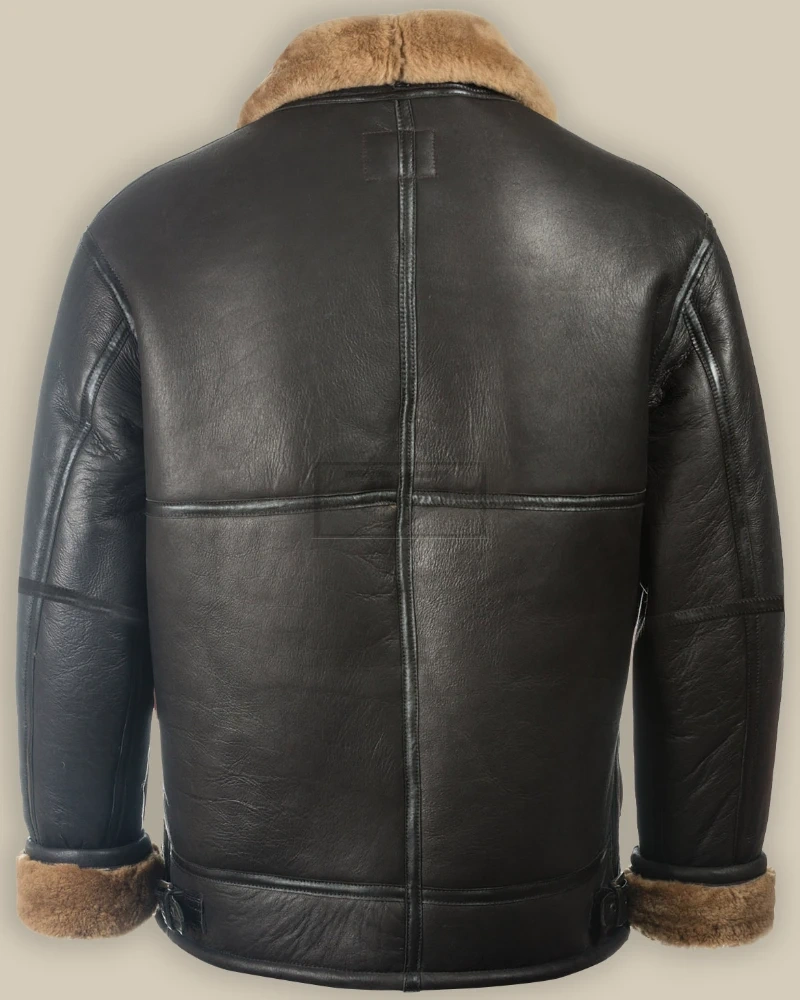 Men Black Aviator Shearling Jacket - image 2