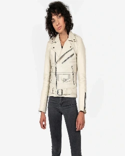 Women White Leather Jacket - image 3