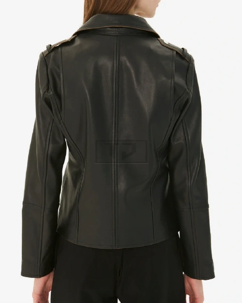Women Classic Biker Jacket - image 2