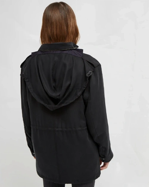 Women Black Cotton Utility Jacket - image 2
