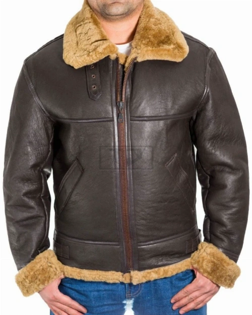 Men B3 Bomber RAF Shearling Jacket - image 3