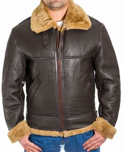 Men B3 Bomber RAF Shearling Jacket - image 3