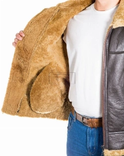 Men B3 Bomber RAF Shearling Jacket - image 4