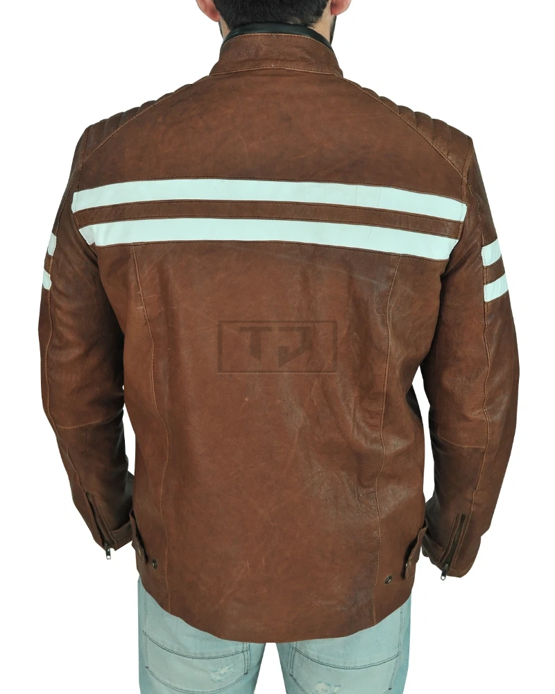 Classic Brown Leather Biker Jacket - image 2