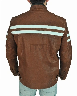 Classic Brown Leather Biker Jacket - image 2
