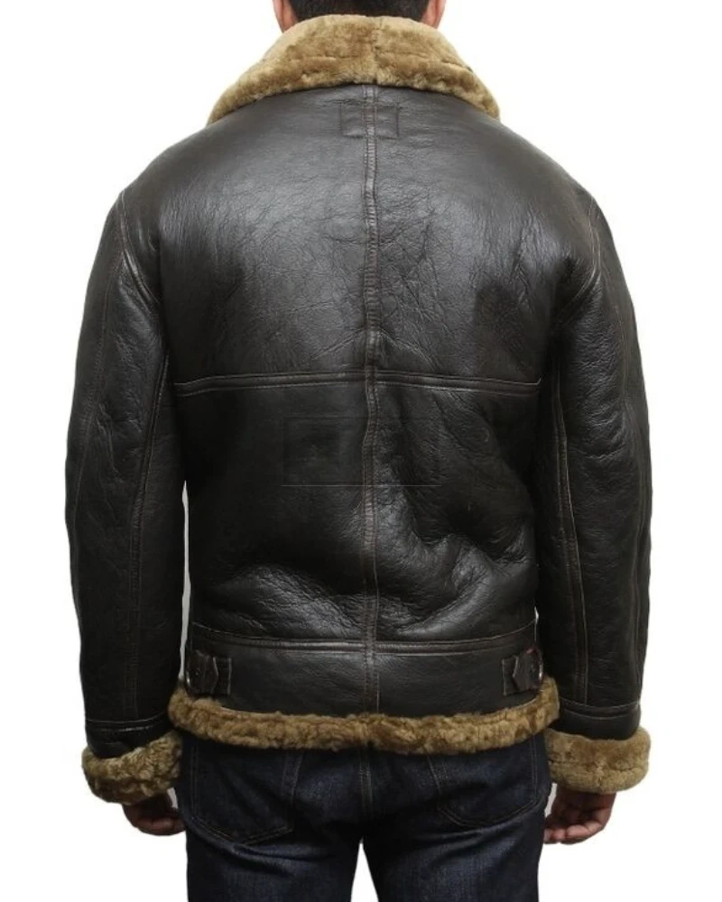 Men Black B3 Bomber Shearling Leather Jacket - image 2