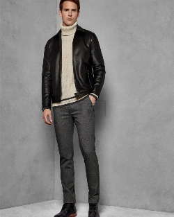 Men Black 90's Leather Jacket - image 1