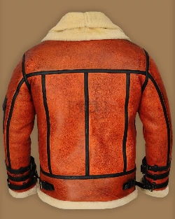 Men Distressed Brown Shearling Jacket - image 2