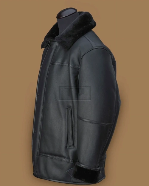 Men Black Aircraft Shearling Jacket - image 4