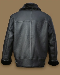 Men Black Aircraft Shearling Jacket - image 2