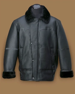 Men Black Aircraft Shearling Jacket - image 3