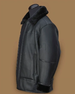 Men Black Aircraft Shearling Jacket - image 4