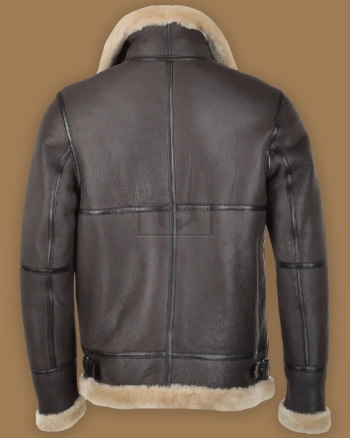 Men Dark Brown RAF Shearling Jacket - image 2