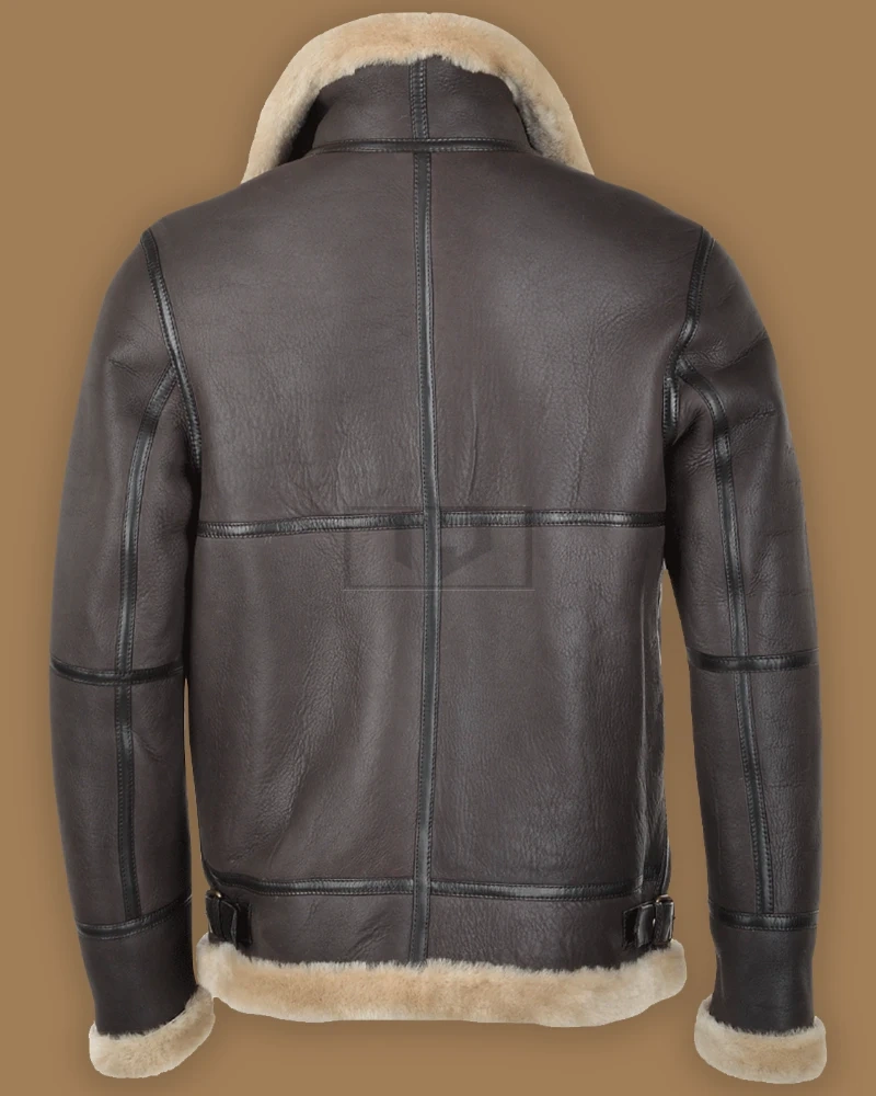 Men Dark Brown RAF Shearling Jacket - image 2