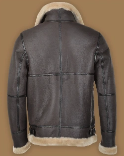 Men Dark Brown RAF Shearling Jacket - image 2