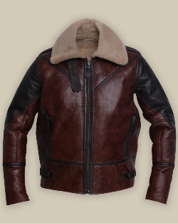 Men Umber Brown Shearling Jacket - image 1