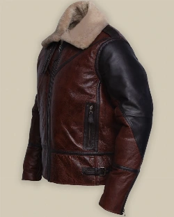 Men Umber Brown Shearling Jacket - image 4
