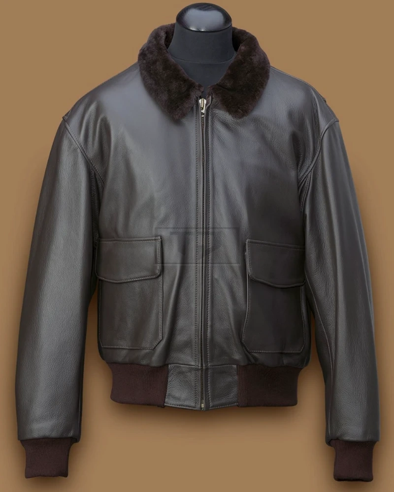 Men Black Airforce Leather Jacket - image 1